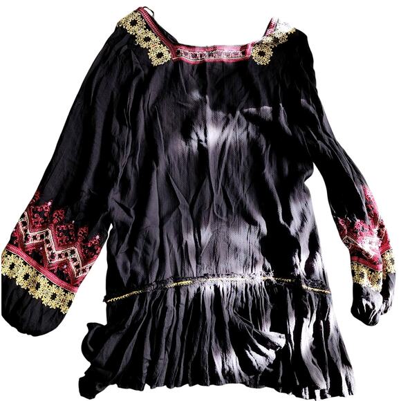 Free People Wild One Pleasant Midi Long Sleeve Embroidered Drop Waist Dress - Picture 3 of 8